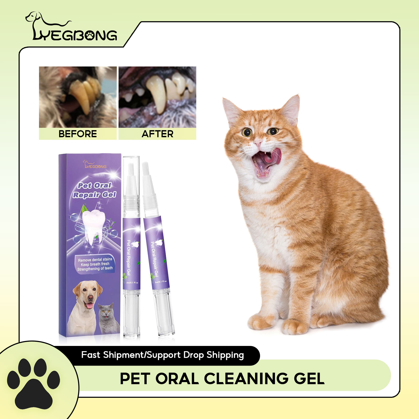 Teeth Whitening Foam - Gel perbaikan mulut hewan peliharaan, penghilang