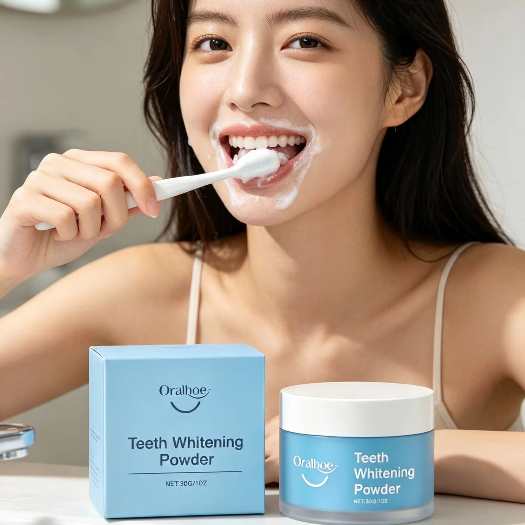 Teeth Whitening Powder - Bubuk Gigi Oralhoe untuk Membersihkan Noda