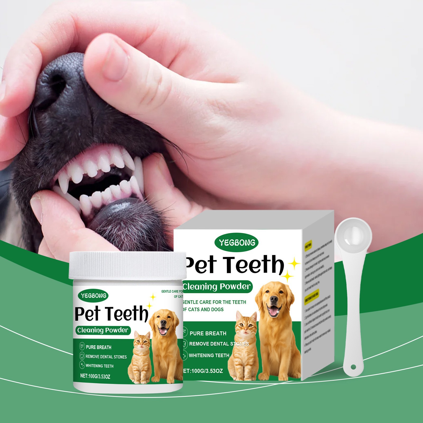 Teeth Whitening Powder - Bubuk Pembersih Gigi Hewan Peliharaan Mengurangi
