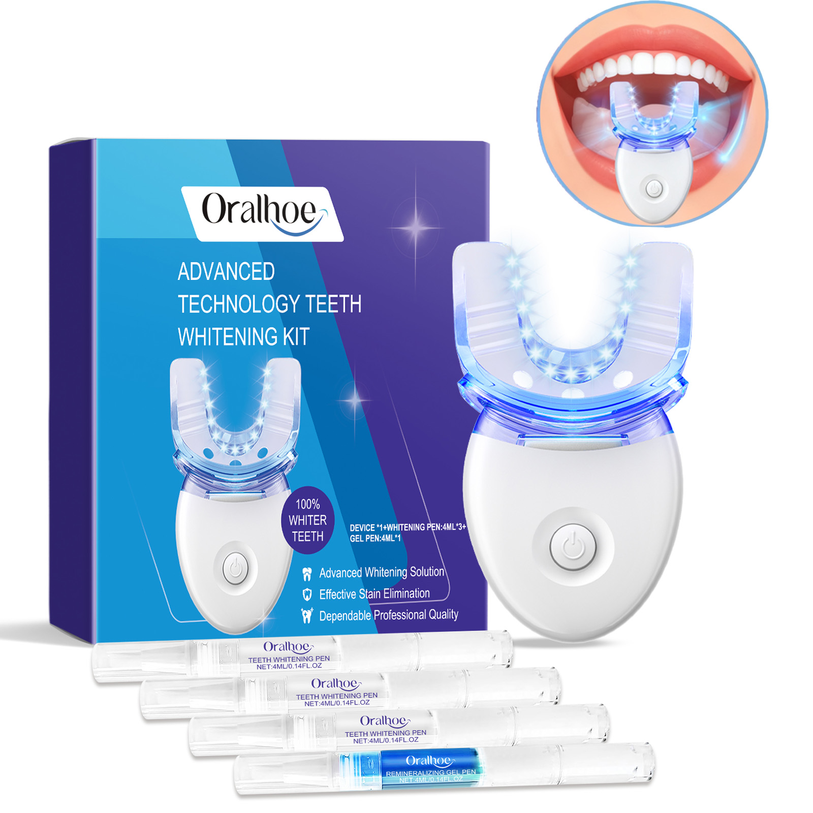 Teeth Whitening Kit At Home - Kit Lampu LED Pemutih Gigi Profesional