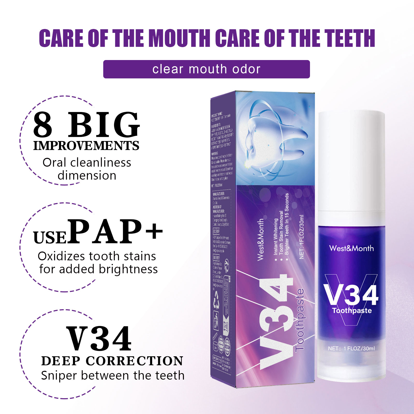 V34 Pasta Gigi Pemutih Gigi 30 - Remineralizing Toothpaste ulasan dan harga