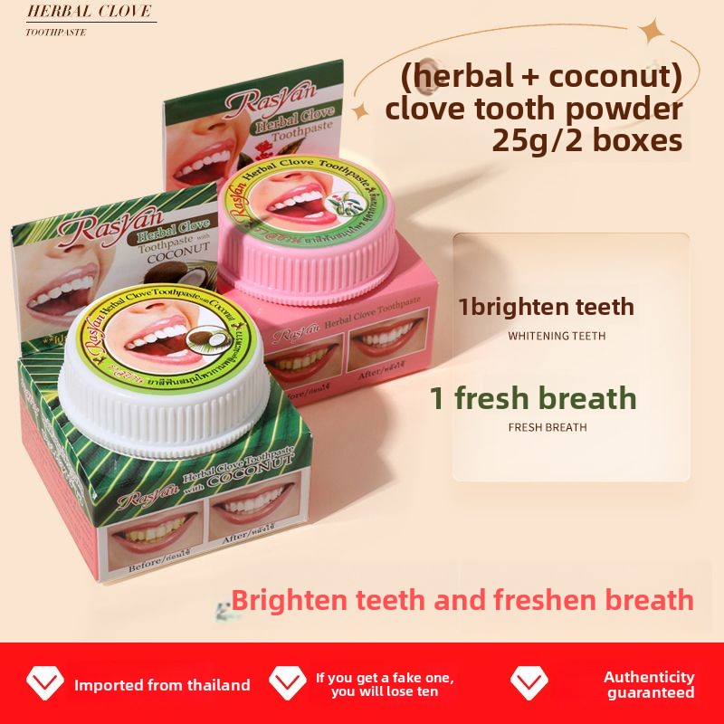 Bubuk Gigi Cengkeh/Kelapa Thai - Teeth Whitening Powder ulasan dan harga